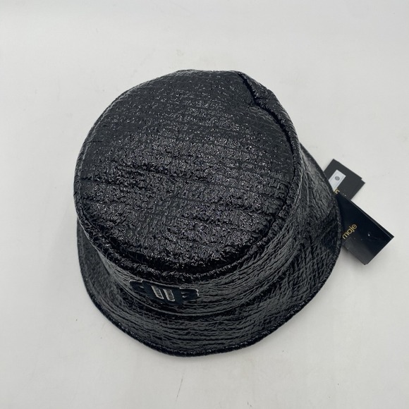 Maje Bucket Hat Black‎ Vinyl Textured Pattern New With Tags Size TU OSFM main image 5
